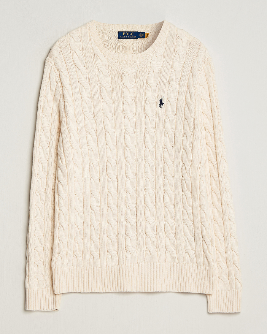 Herre | Strikkede trøjer | Polo Ralph Lauren | Cotton Cable Pullover Andover Cream