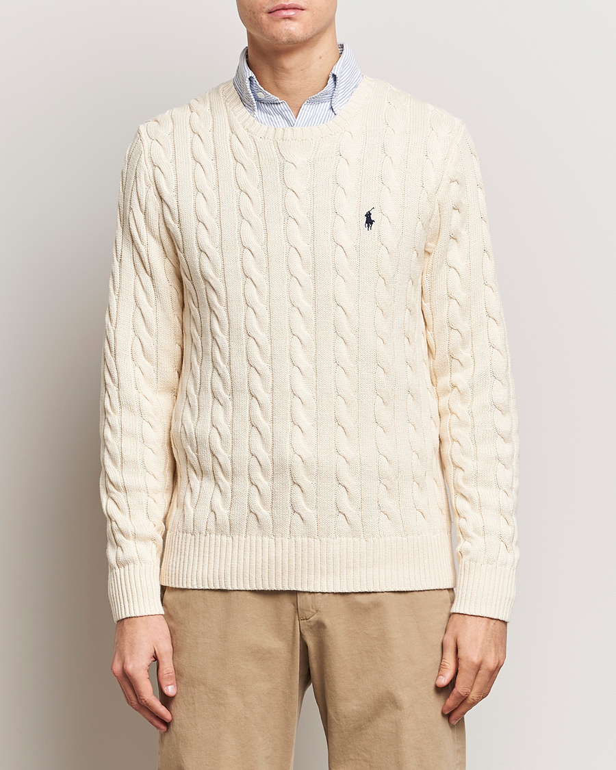 Herre | Udsalg | Polo Ralph Lauren | Cotton Cable Pullover Andover Cream