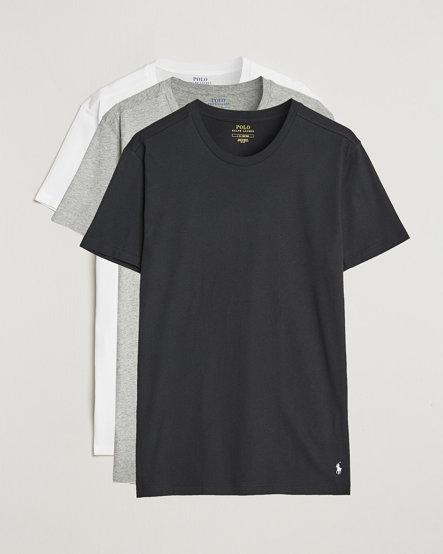 Herre | Sorte t-shirts | Polo Ralph Lauren | 3-Pack Crew Neck Tee White/Black/Andover Heather