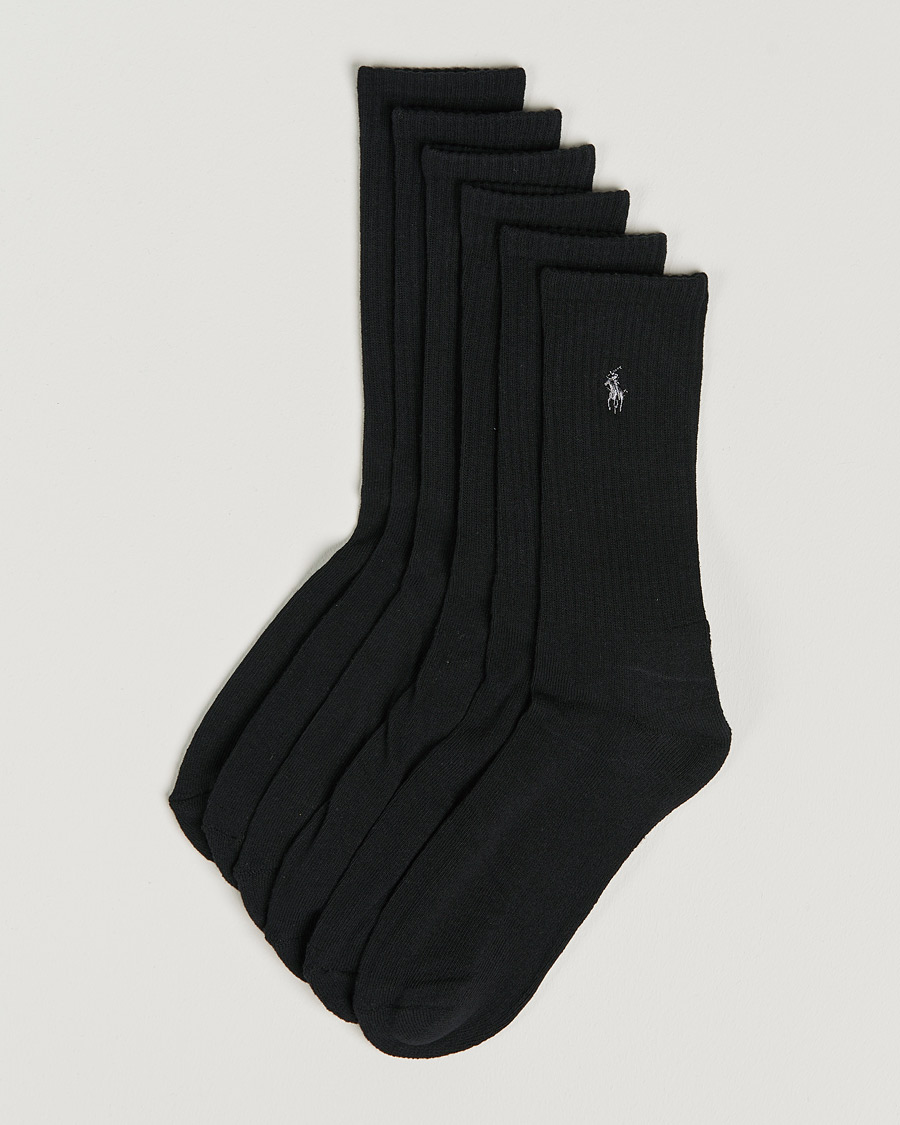 Herre | Undertøj | Polo Ralph Lauren | 6-Pack Cotton Crew Socks Black