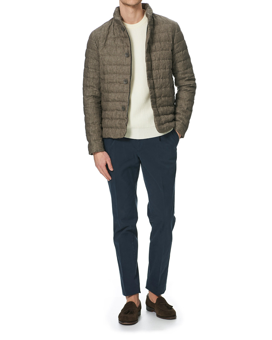 Herre | Jakker | Herno | Quilted Linen Down Jacket Brown