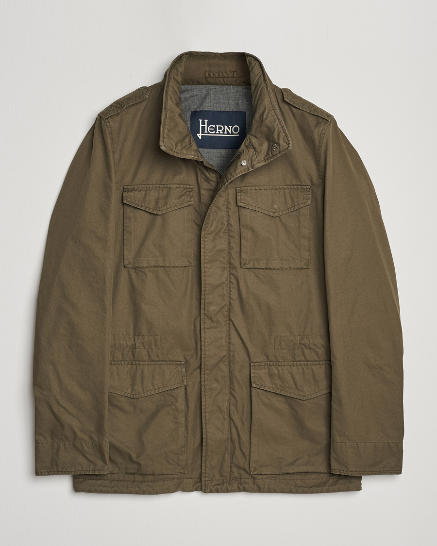 genopfyldning Begrænsning rent faktisk Herno Cotton Field Jacket Army Green - CareOfCarl.dk