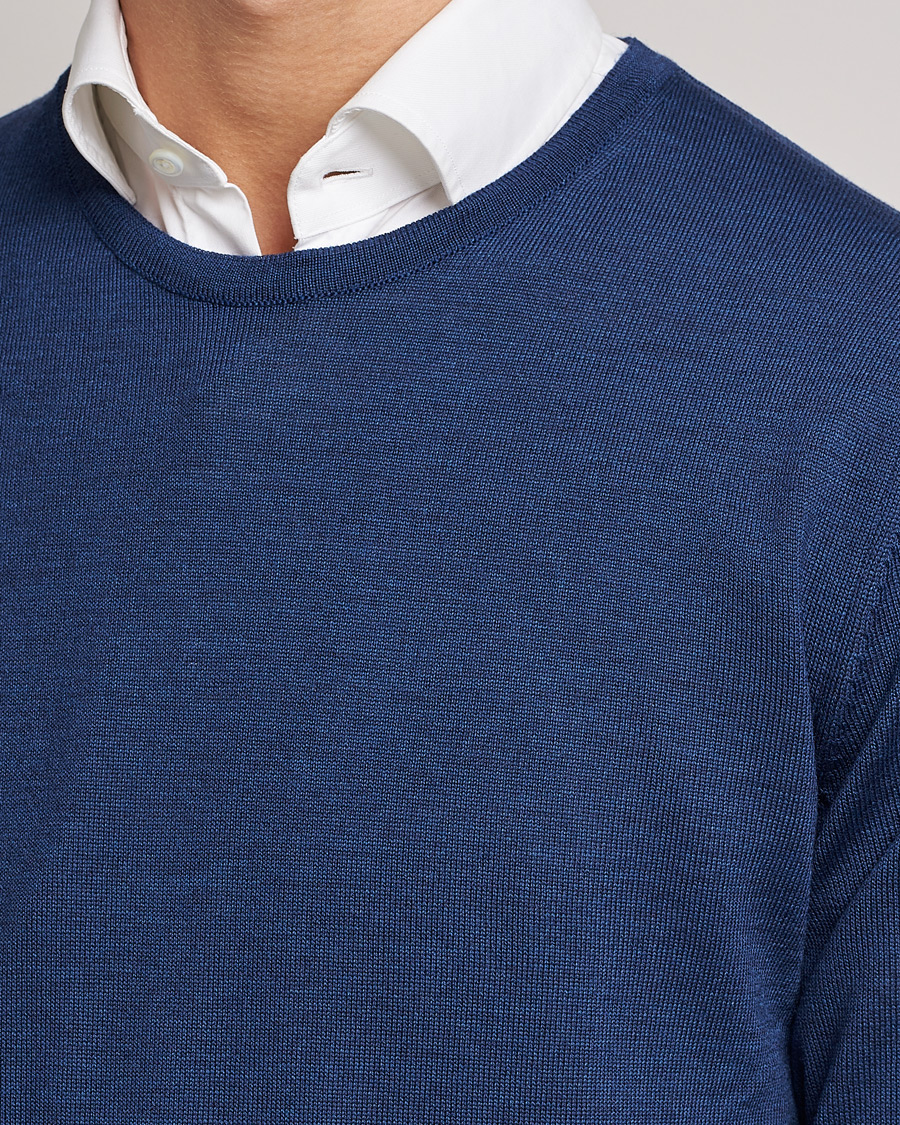 Herre | Trøjer | Stenströms | Merino Crew Neck Blue