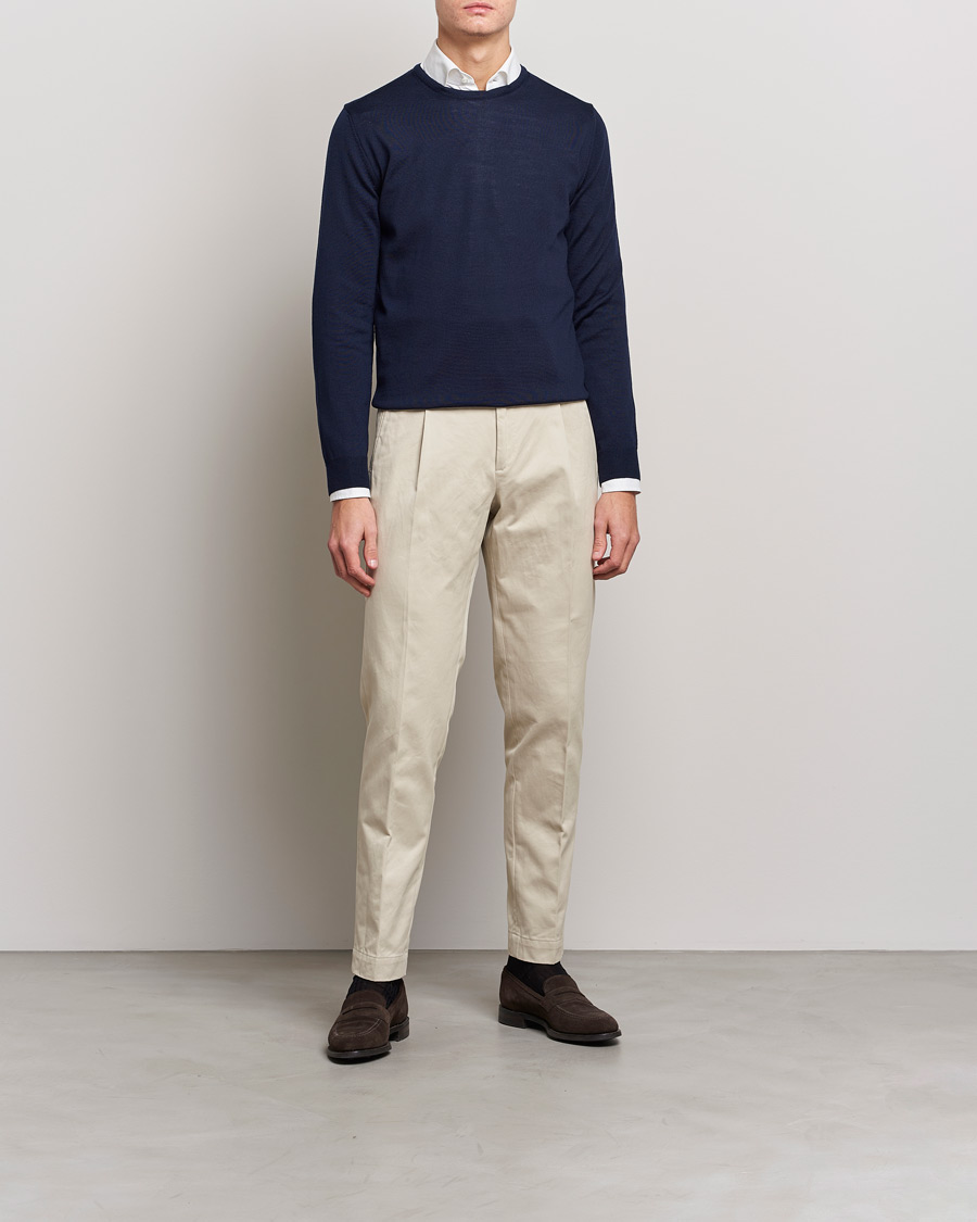 Herre | Trøjer | Stenströms | Merino Crew Neck Navy