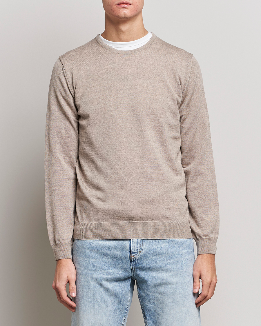 Herre | The Classics of Tomorrow | Stenströms | Merino Crew Neck Sand