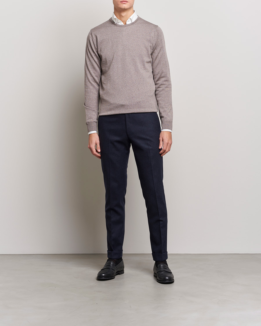 Herre | Trøjer | Stenströms | Merino Crew Neck Mud Brown