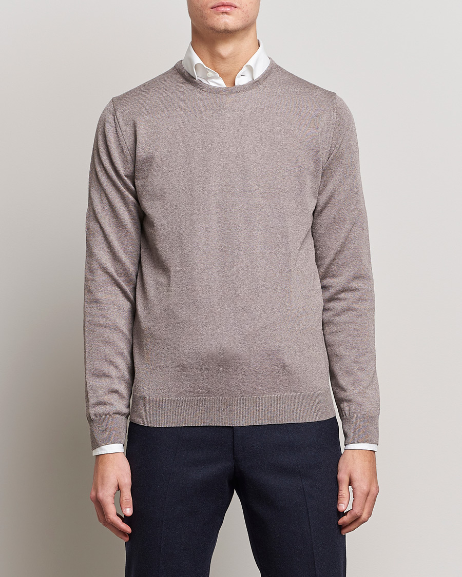 Herre | Stenströms | Stenströms | Merino Crew Neck Mud Brown