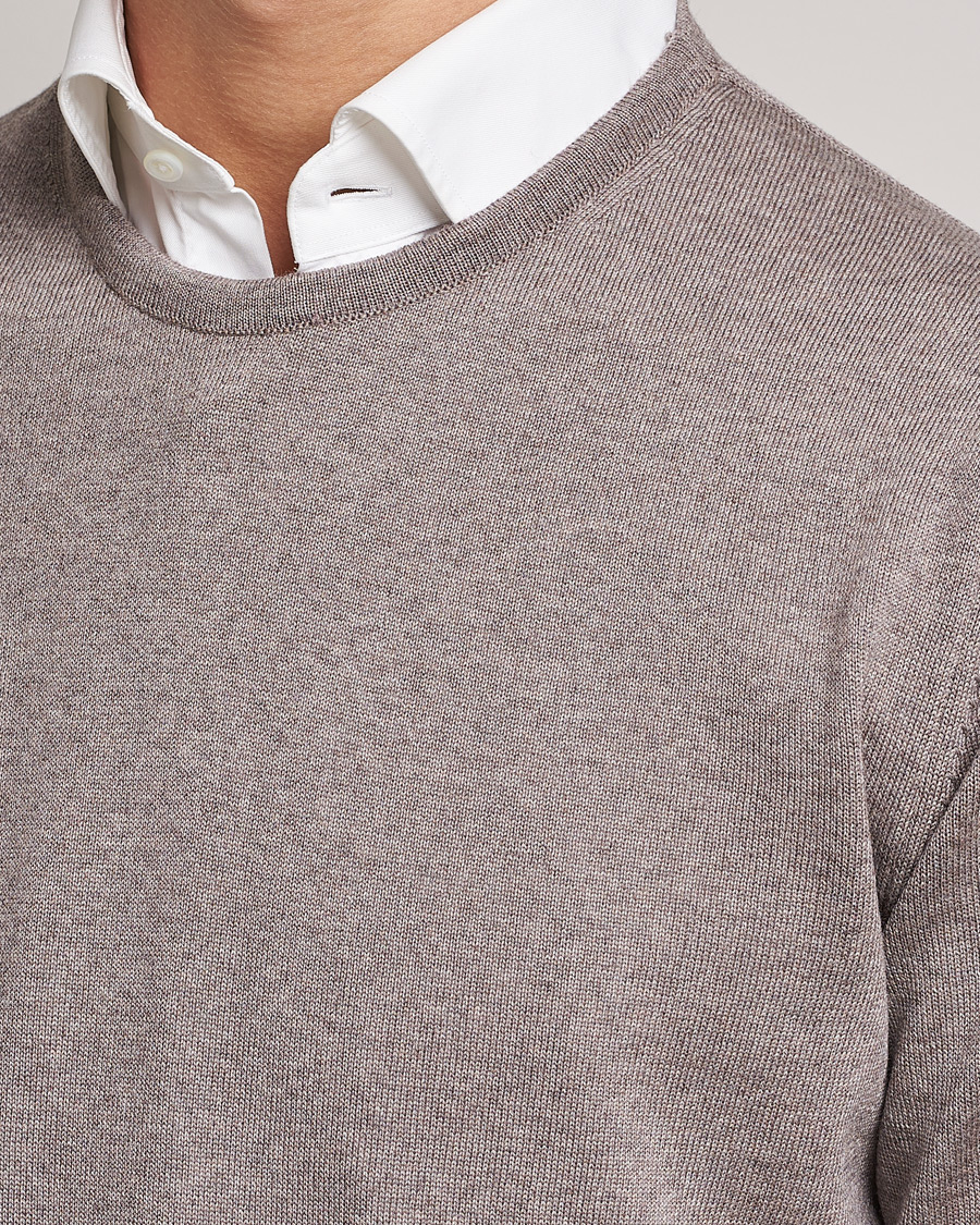 Herre | Trøjer | Stenströms | Merino Crew Neck Mud Brown