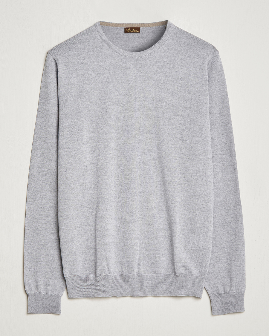 Herre | Trøjer | Stenströms | Merino Crew Neck Light Grey