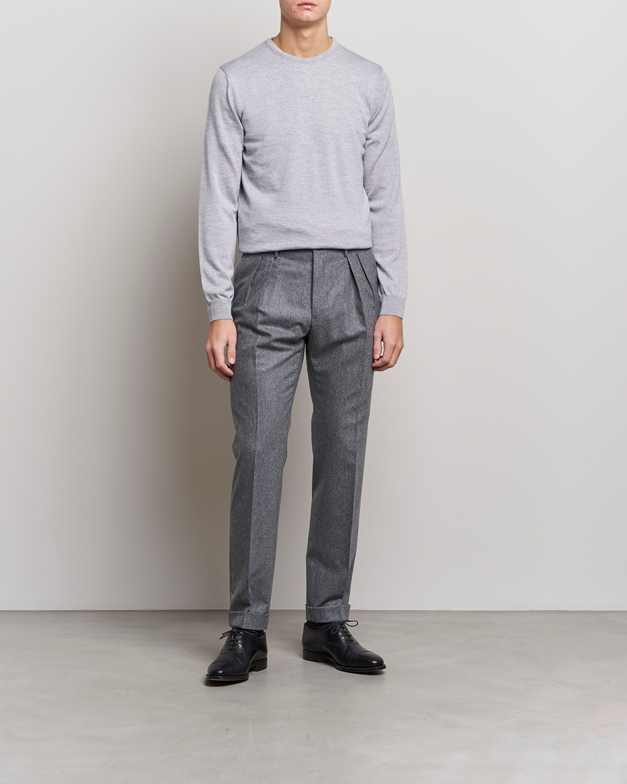 Herre | Trøjer | Stenströms | Merino Crew Neck Light Grey