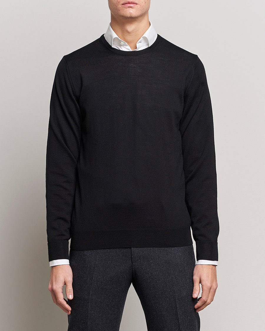 Herre | Pullovers med rund hals | Stenströms | Merino Crew Neck Black