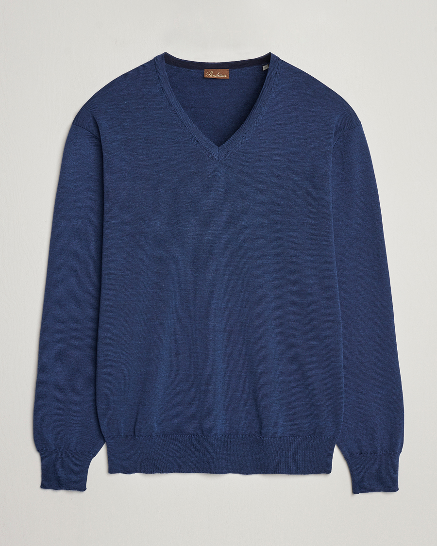 Herre | Trøjer | Stenströms | Merino V-Neck Blue