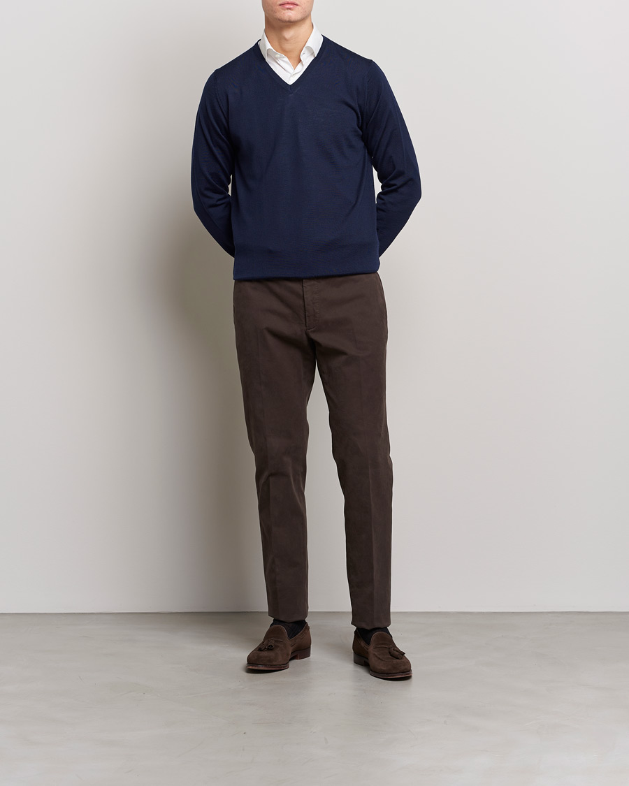Herre | Trøjer | Stenströms | Merino V-Neck Navy