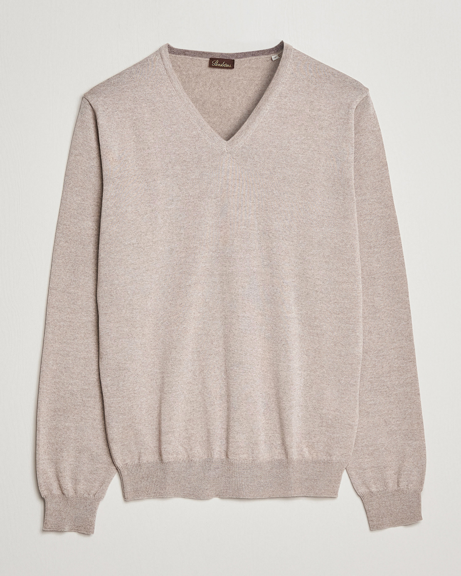 Herre | Trøjer | Stenströms | Merino V-Neck Sand