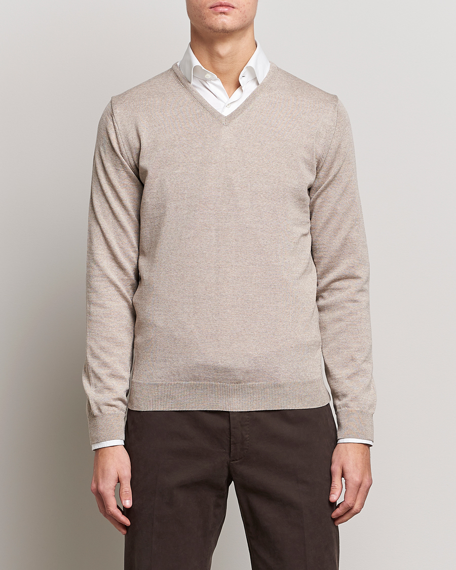 Herre | Trøjer | Stenströms | Merino V-Neck Sand