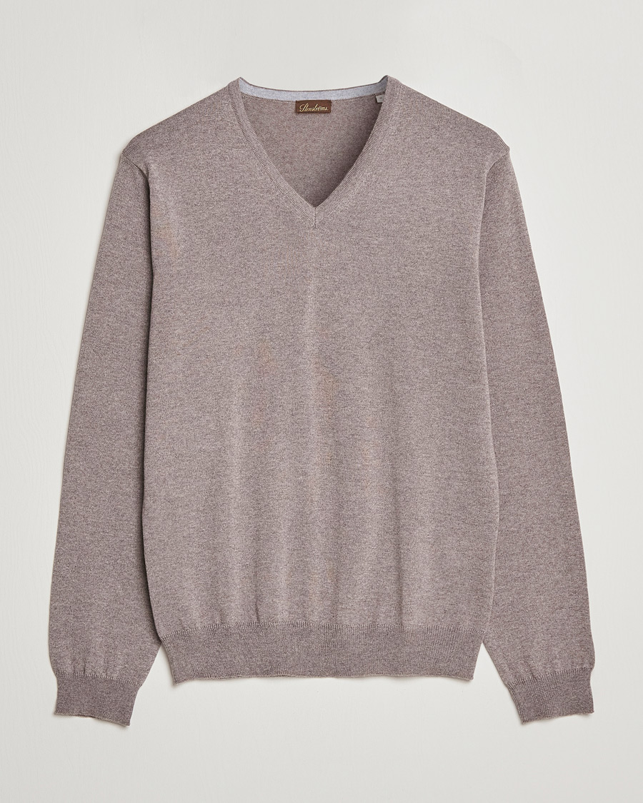 Herre | Trøjer | Stenströms | Merino V-Neck Mud Brown
