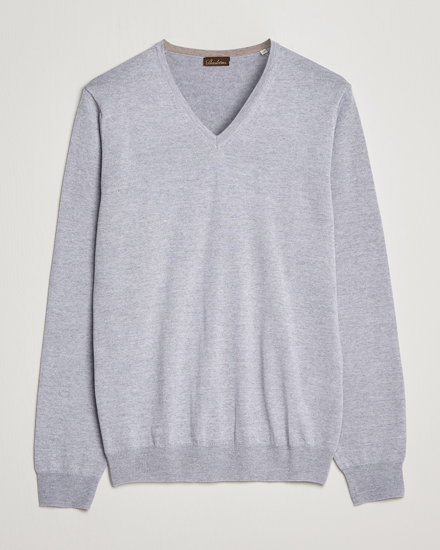 Herre | Trøjer | Stenströms | Merino V-Neck Light Grey