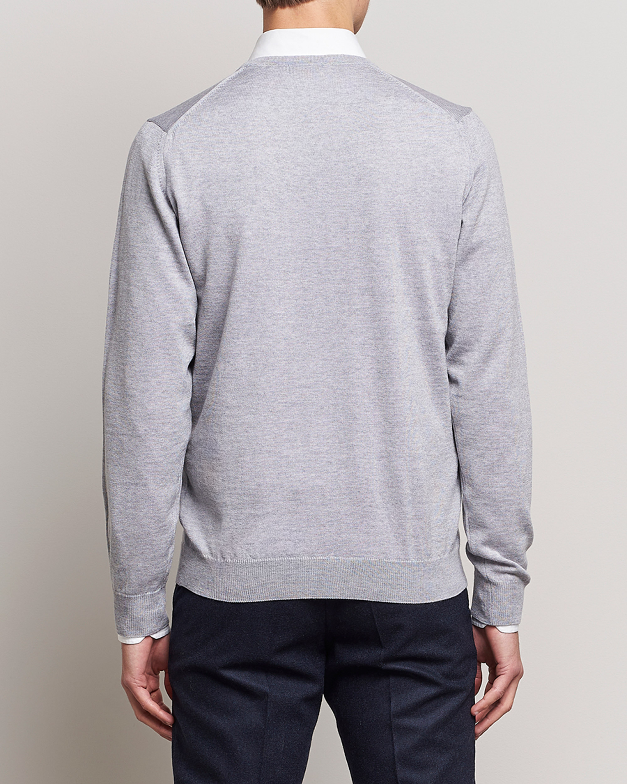 Herre | Trøjer | Stenströms | Merino V-Neck Light Grey