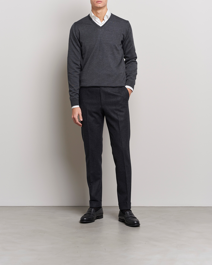 Herre | Trøjer | Stenströms | Merino V-Neck Anthracite