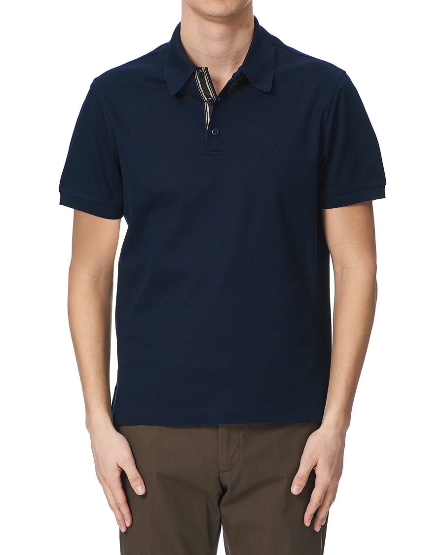 Herre | Polotrøjer | Brioni | Contrast Placket Polo Piquet Navy