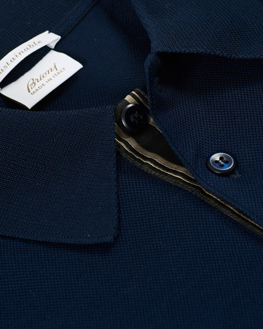 Herre | Polotrøjer | Brioni | Contrast Placket Polo Piquet Navy