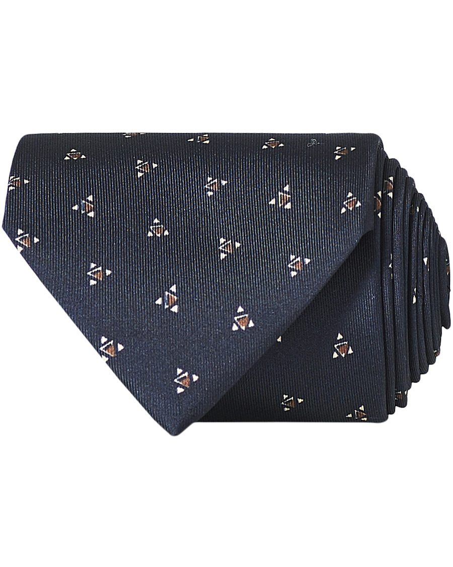 Herre | Brioni Printed Triangle Silk Tie Navy | Brioni | Printed Triangle Silk Tie Navy
