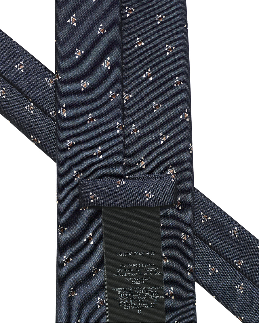 Herre | Brioni Printed Triangle Silk Tie Navy | Brioni | Printed Triangle Silk Tie Navy