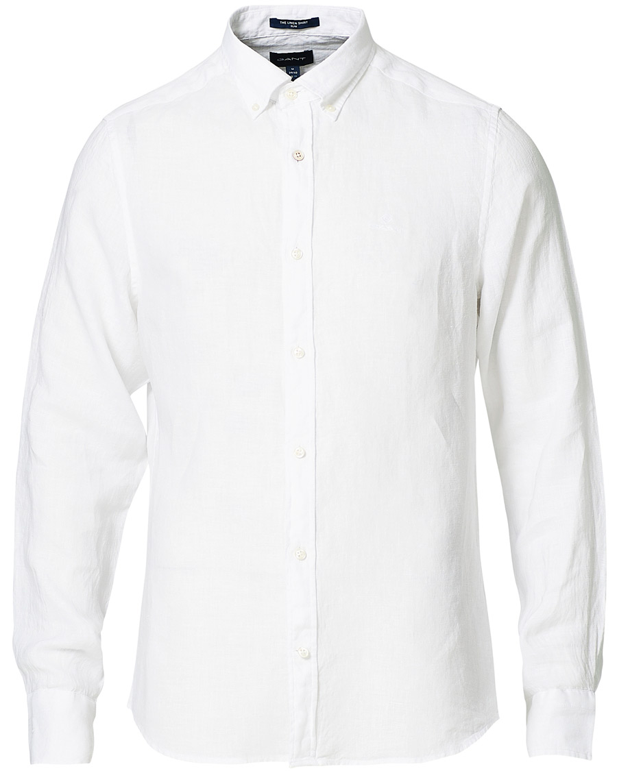 Herre | Skjorter | GANT | Slim Fit Linen Shirt White