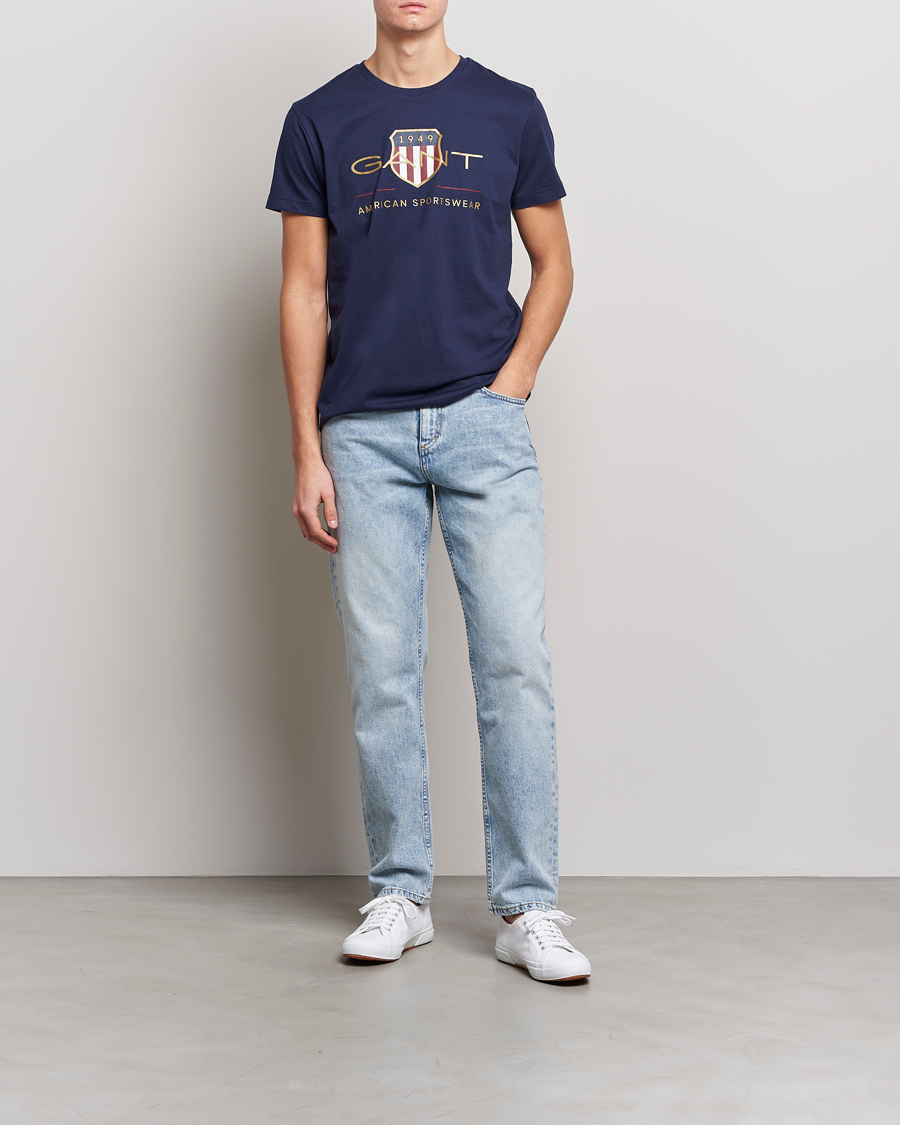 Herre | T-Shirts | GANT | Archive Shield Logo T-Shirt Evening Blue