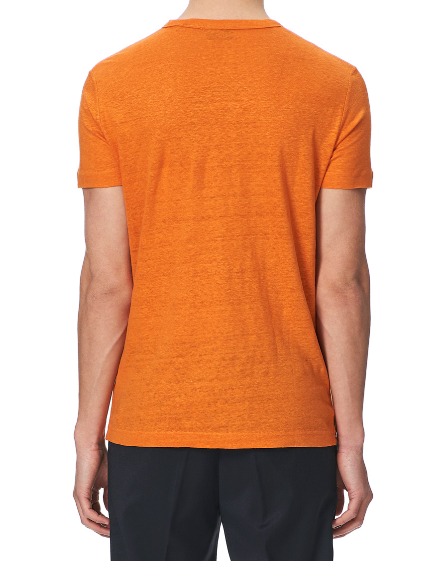 Herre | T-Shirts | GANT | Linen Crew Neck Tee Roset Orange