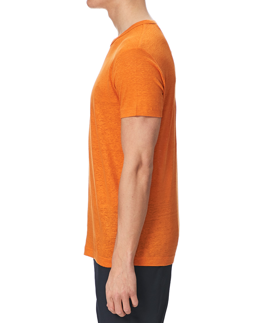 Herre | T-Shirts | GANT | Linen Crew Neck Tee Roset Orange