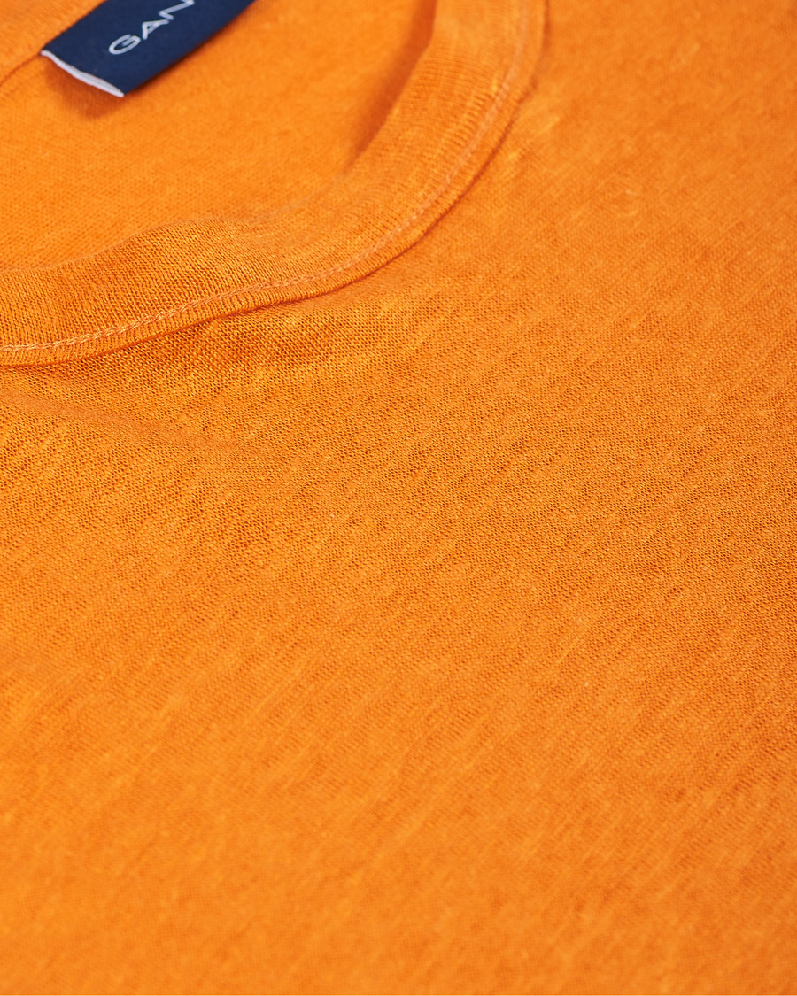 Herre | T-Shirts | GANT | Linen Crew Neck Tee Roset Orange