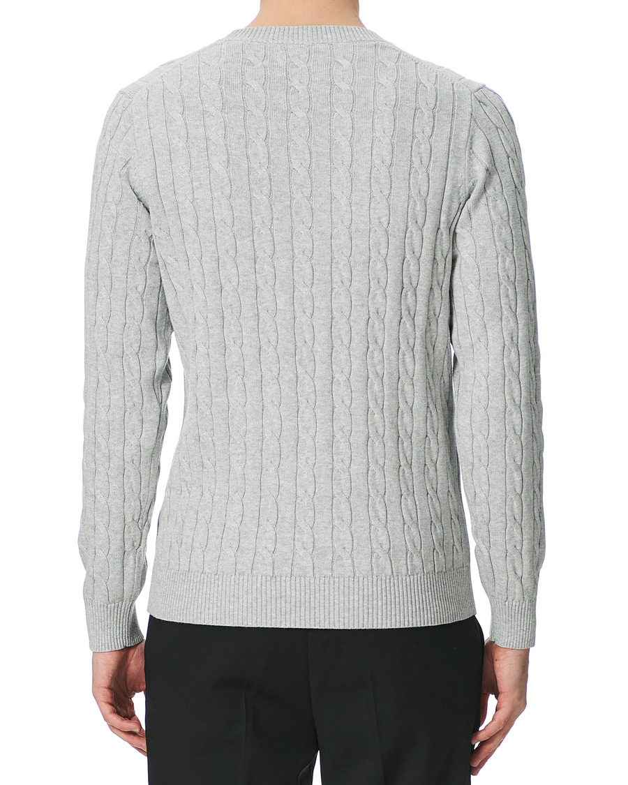 Herre | Trøjer | GANT | Cotton Cable Crew Neck Pullover Light Grey Melange