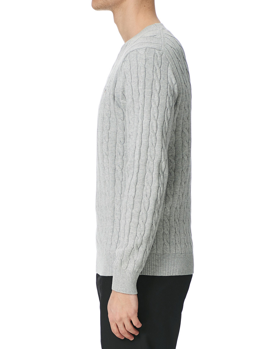 Herre | Trøjer | GANT | Cotton Cable Crew Neck Pullover Light Grey Melange