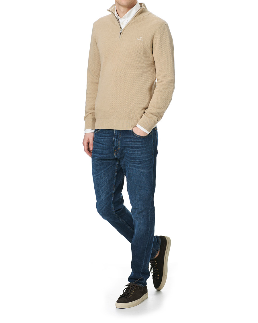 Herre | Trøjer | GANT | Cotton Pique Half-Zip Sweater Dry Sand