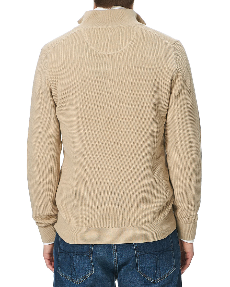Herre | Trøjer | GANT | Cotton Pique Half-Zip Sweater Dry Sand
