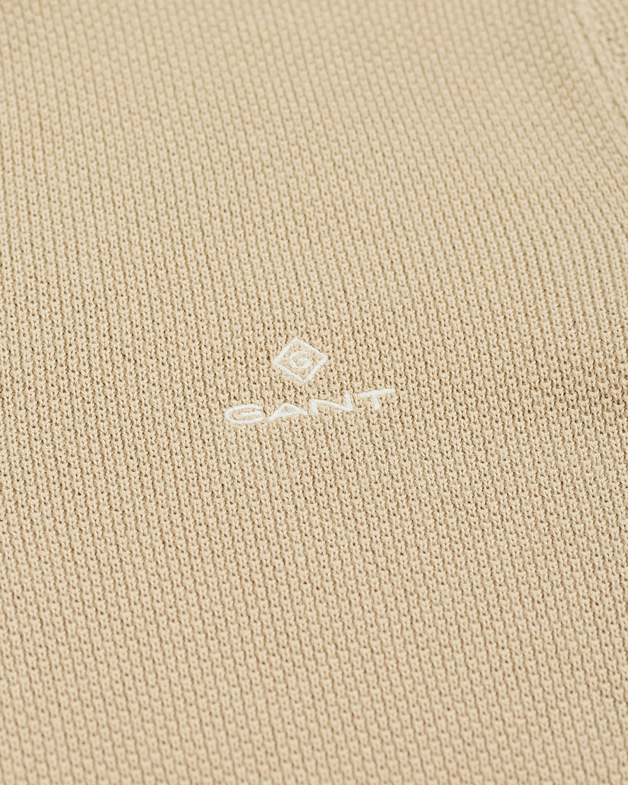Herre | Trøjer | GANT | Cotton Pique Half-Zip Sweater Dry Sand