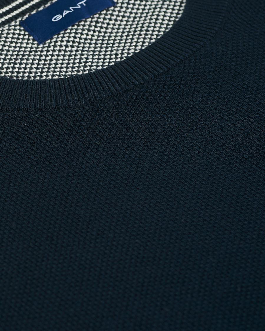 Herre | Trøjer | GANT | Cotton Pique Crew Neck Eavning Blue