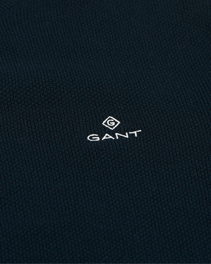 Herre | Trøjer | GANT | Cotton Pique Crew Neck Eavning Blue