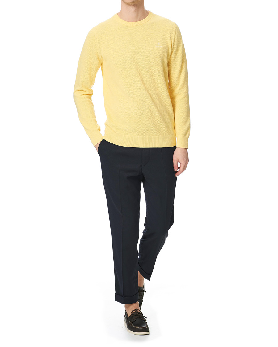 Herre | Trøjer | GANT | Cotton Pique Crew Neck Sweater Brimstone Yellow