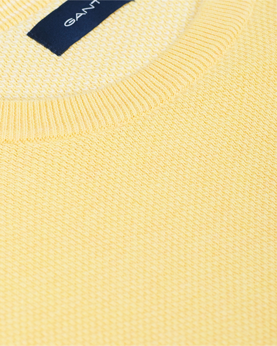 Herre | Trøjer | GANT | Cotton Pique Crew Neck Sweater Brimstone Yellow