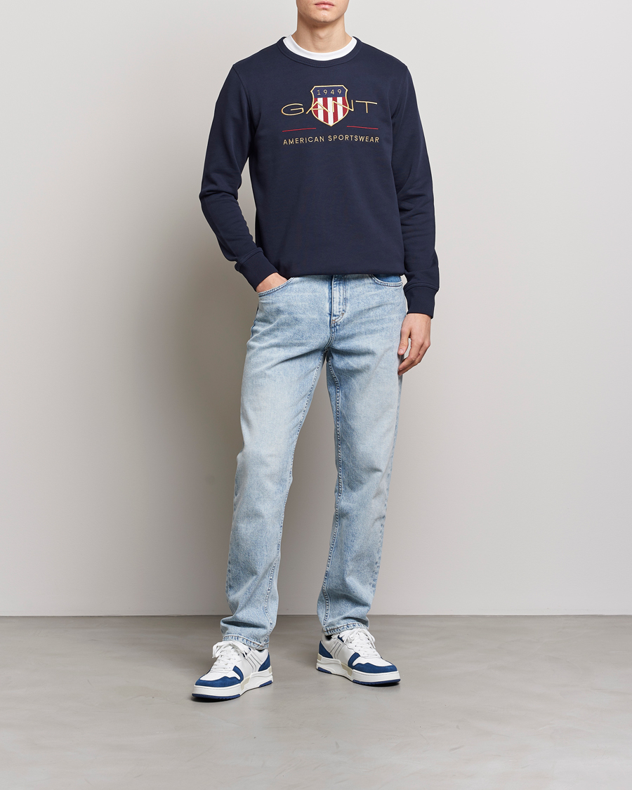 Herre | Trøjer | GANT | Archive Shield Crew Neck Sweatershirt Evening Blue