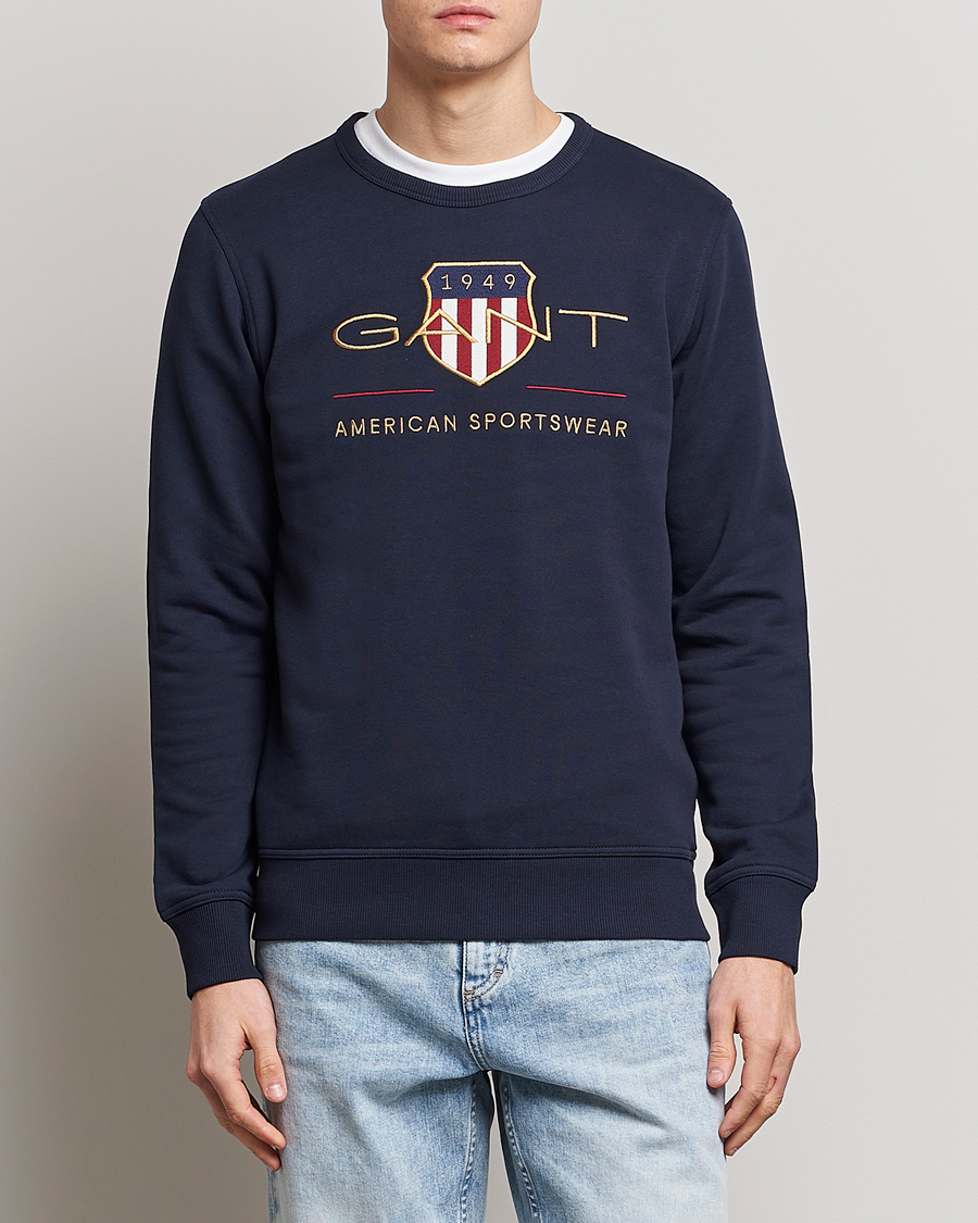 Herre | Trøjer | GANT | Archive Shield Crew Neck Sweatershirt Evening Blue
