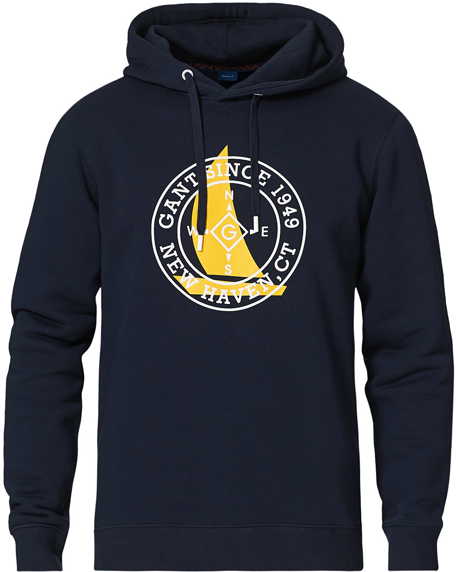 Herre | Trøjer | GANT | Nautical Logo Hoodie Evening Blue