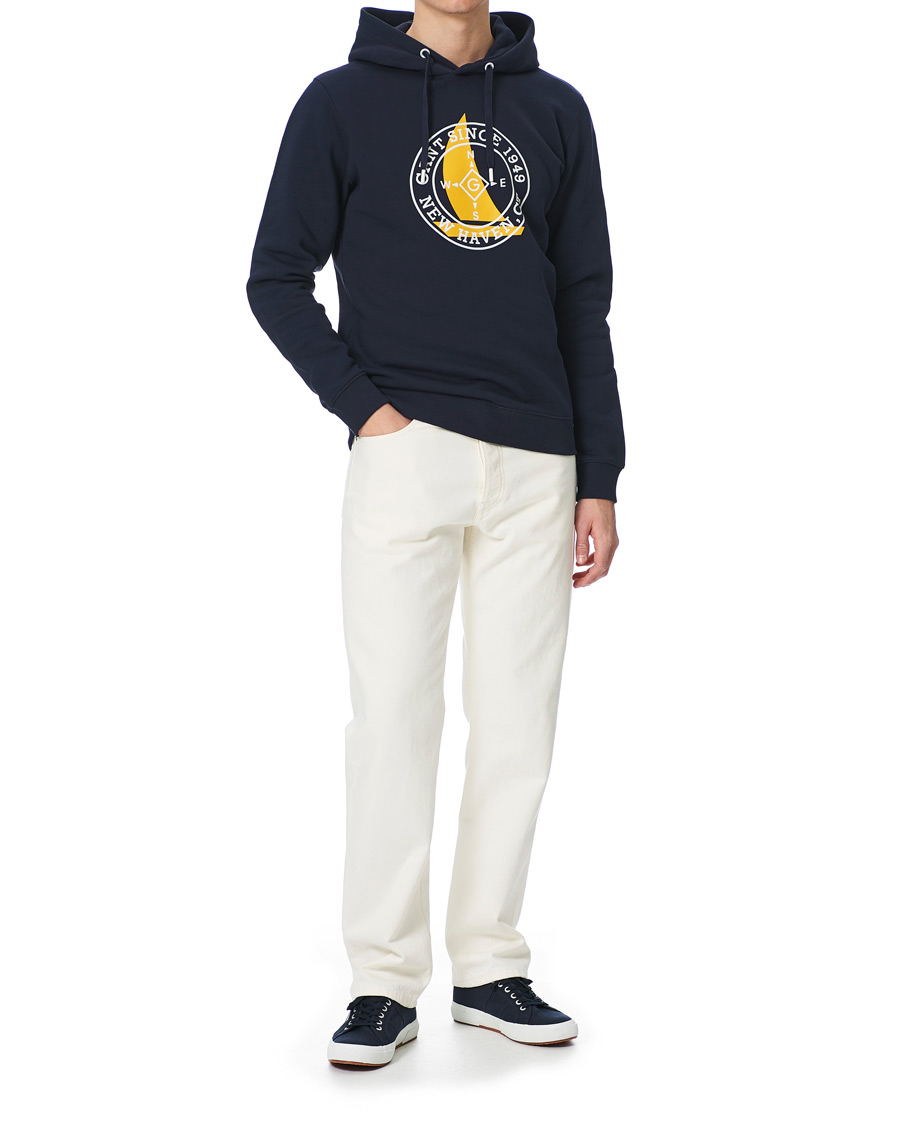 Herre | Trøjer | GANT | Nautical Logo Hoodie Evening Blue