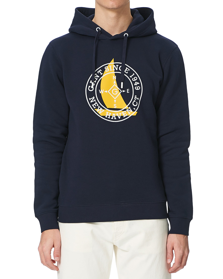 Herre | Trøjer | GANT | Nautical Logo Hoodie Evening Blue