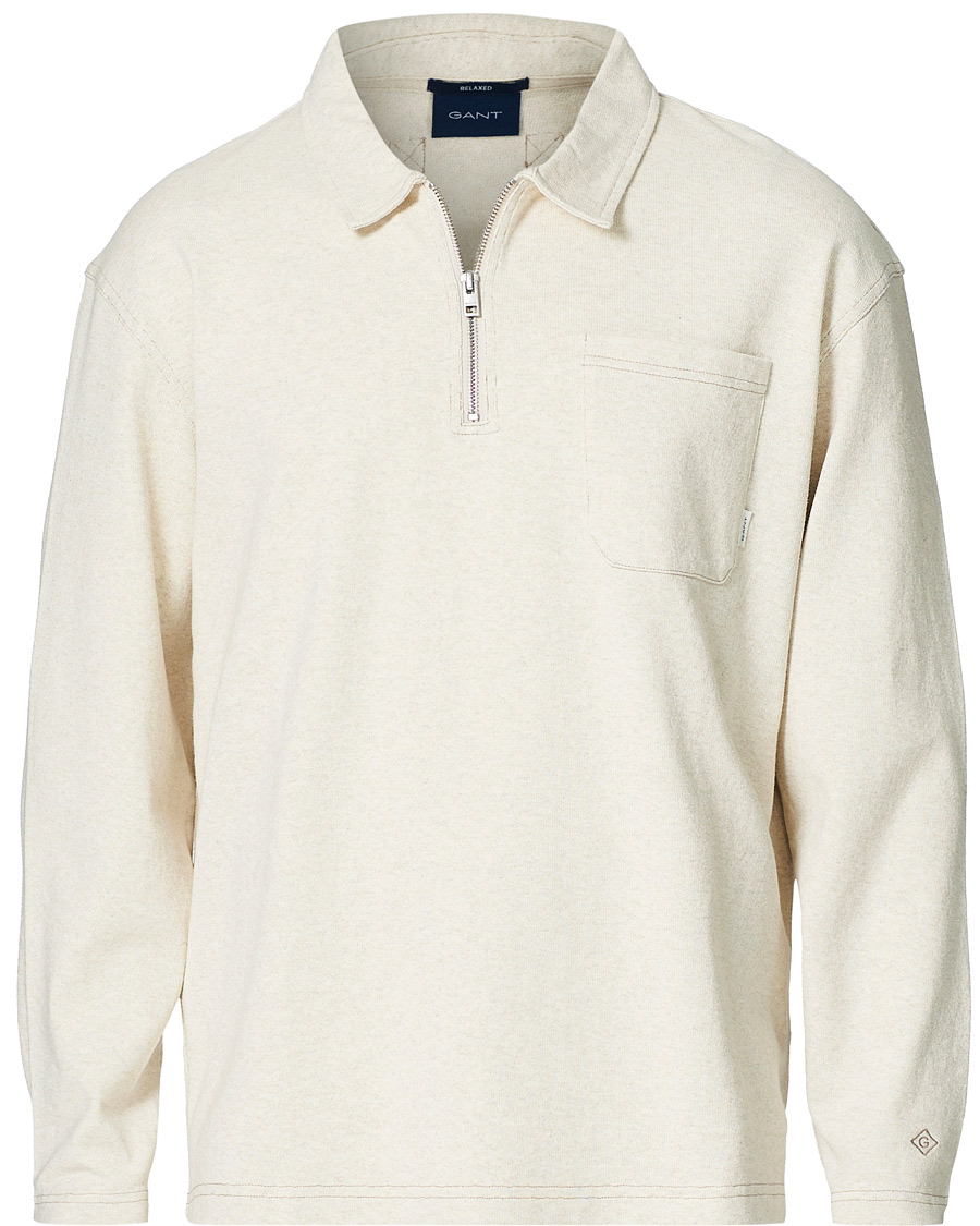 Herre | Trøjer | GANT | Pocket Half-Zip Sweater Seed melange