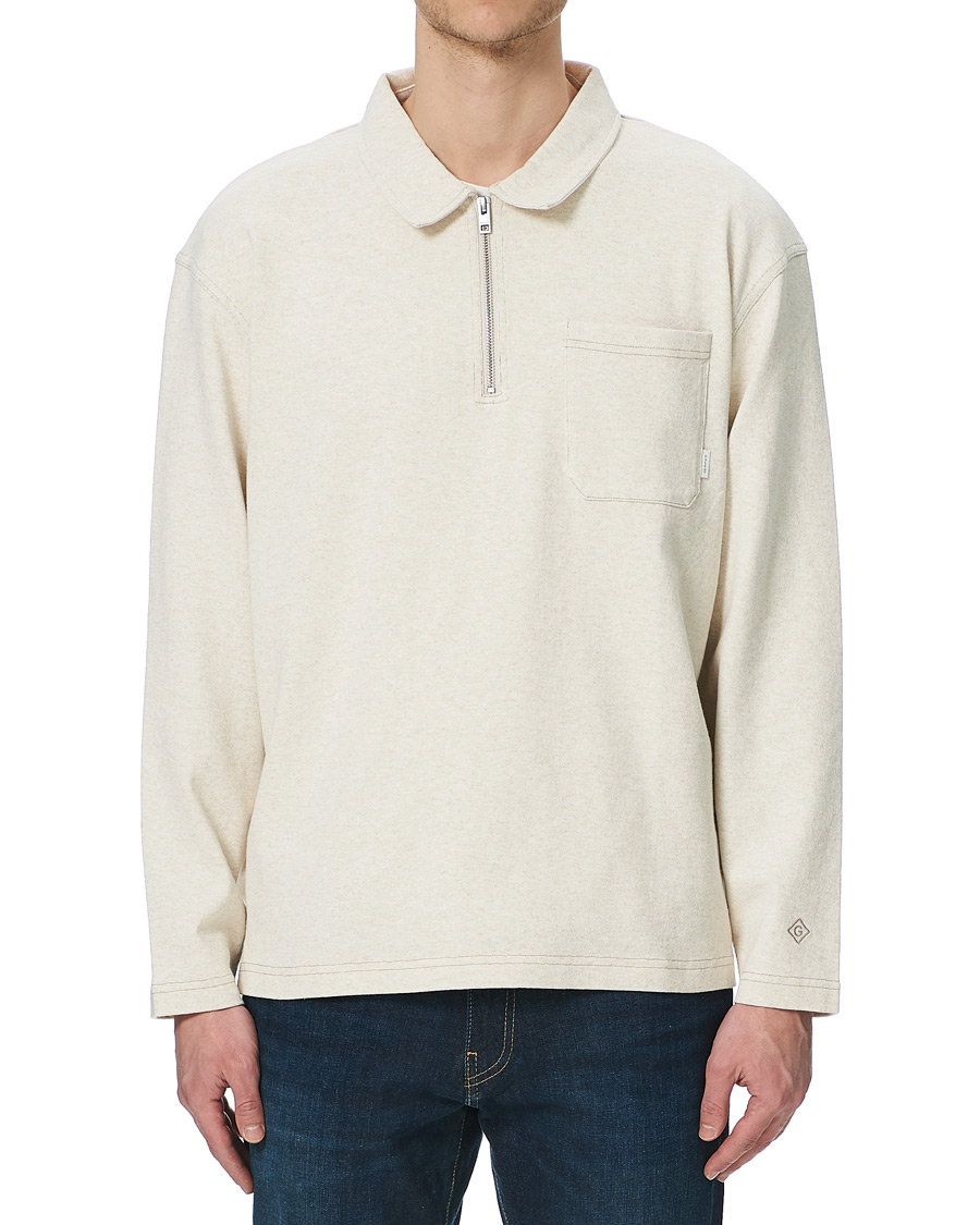 Herre | Trøjer | GANT | Pocket Half-Zip Sweater Seed melange