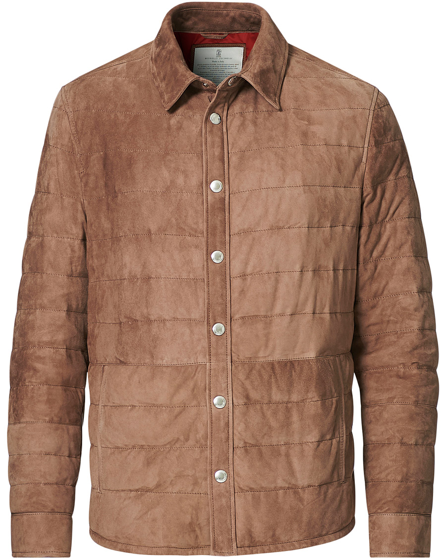 Herre | Jakker | Brunello Cucinelli | Quilted Leather Jacket Brown Suede