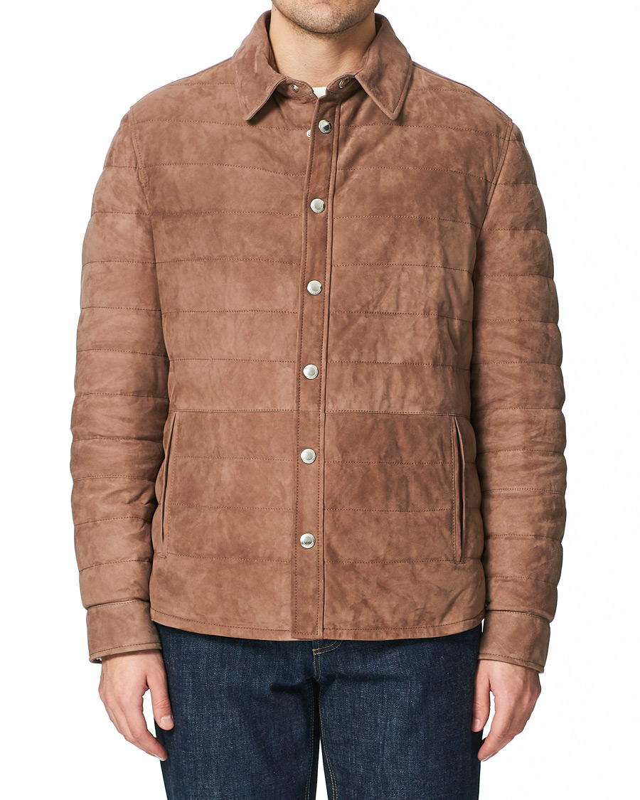 Herre | Jakker | Brunello Cucinelli | Quilted Leather Jacket Brown Suede